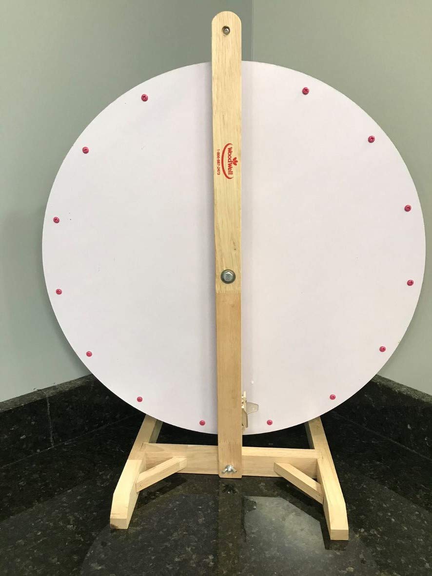 Woodwell 24-Inch Casino Prize Wheel - 15 Customizable Prize Slots, Durable Wooden Tabletop Spinner for Trade Shows, Parties & Events | Includes Markers & Eraser | Perfect for Fundraisers, Game Nights & Promotions