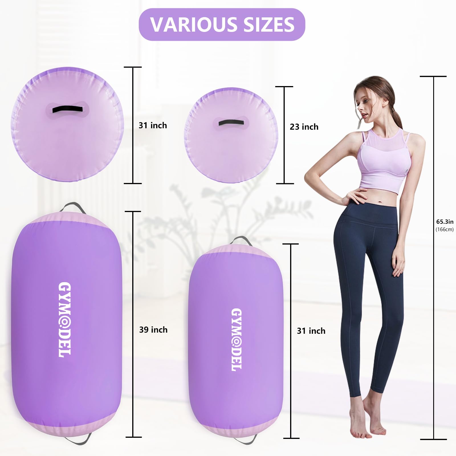 Inflatable Gymnastics Barrel Roller - Air Tumbling Mat for Back Handspring Training, Cheerleading & Yoga | Portable Home & Outdoor Use with Pump | Perfect for Gymnasts, Cheerleaders & Fitness Enthusiasts