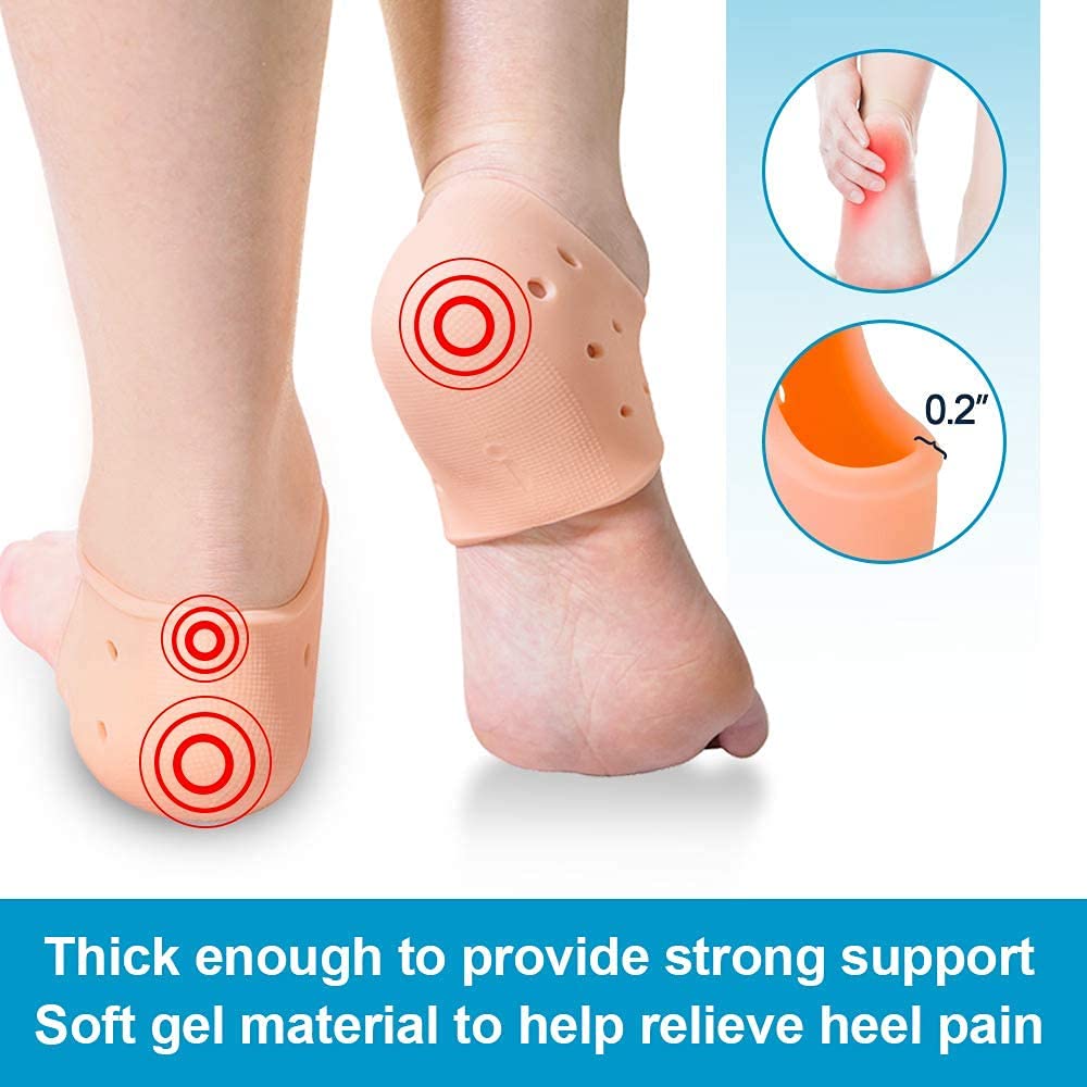 Varisty Silicone Heel Pads for Women & Men - Pain Relief Gel Inserts for Foot Pain, Dry Cracked Heels, Ankle Support - Soft Cushion for Hardworking Feet - Free Size (1 Pair) - Perfect for Running, Walking, Standing All Day & Heel Care