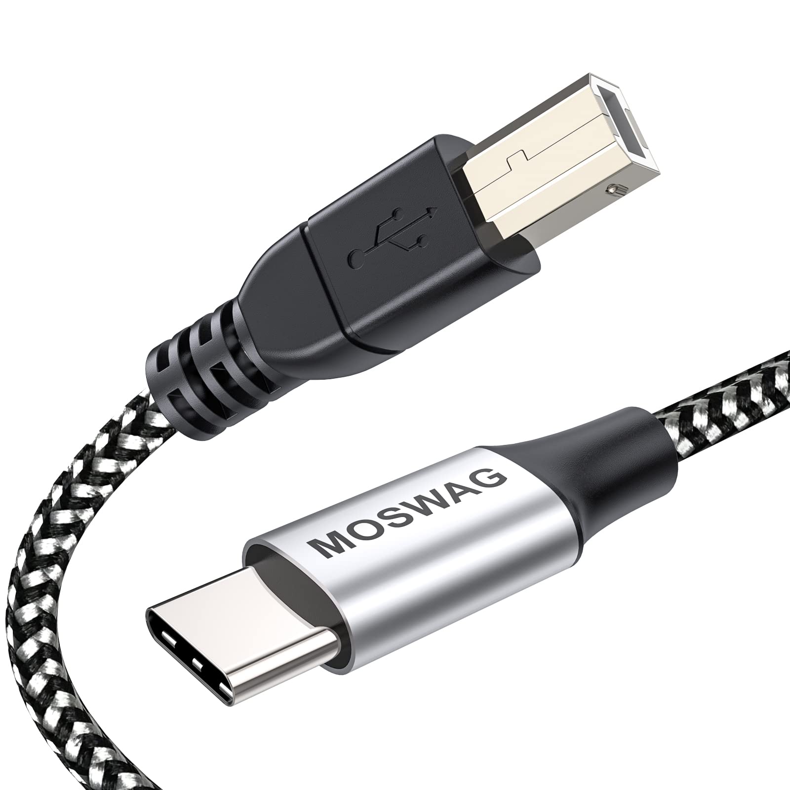 3.28FT/1M USB Type C to USB B Cable - Nylon Braided USB C Midi Printer Scanner Cord with Metal Connector - Compatible with HP, Canon, Samsung Printers - Perfect for Home Office Printing & Scanning