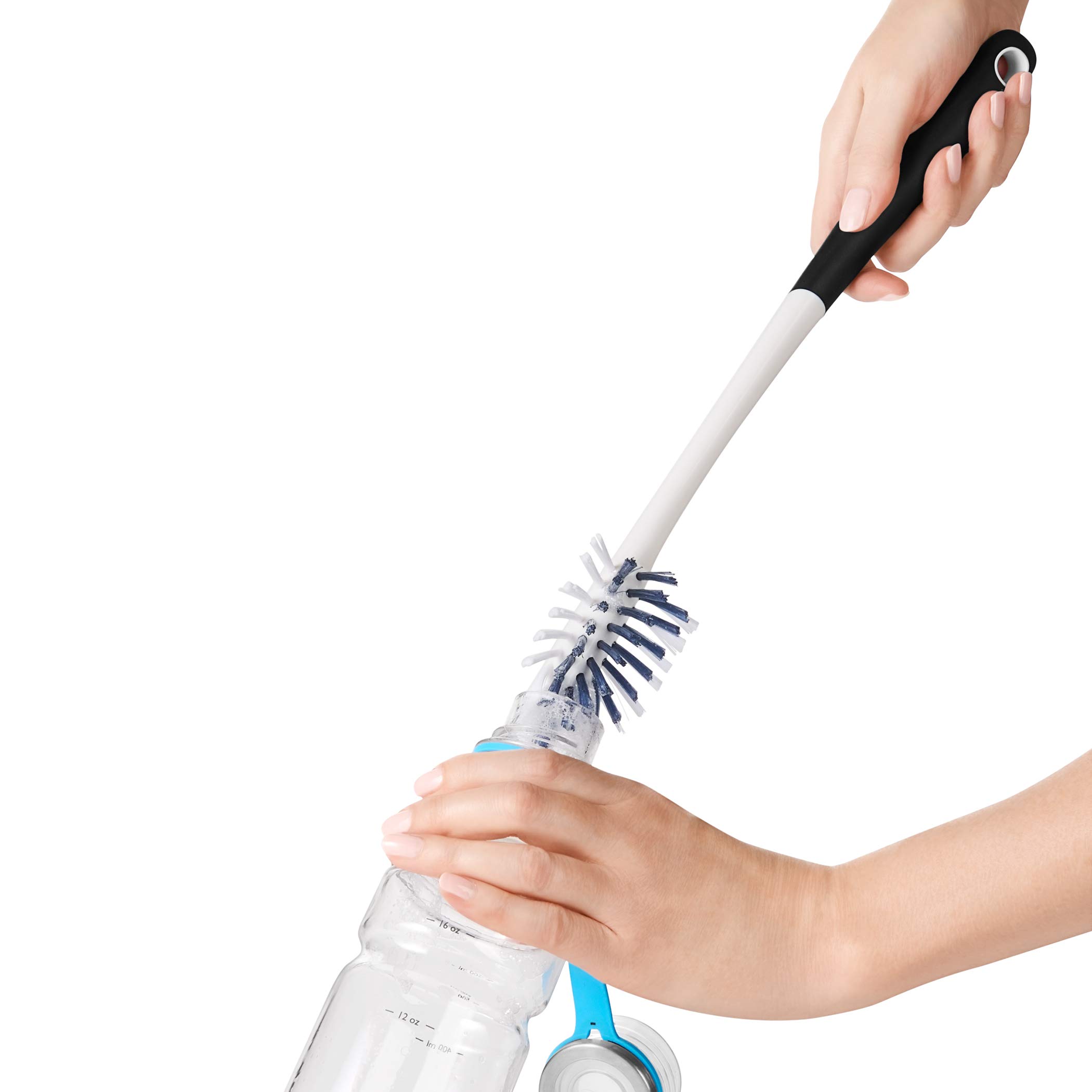 OXO Water Bottle Cleaning Set - Reusable Brush Kit for Stainless Steel & Glass Bottles | Perfect for Home, Office, Gym & Travel | Slate Gray