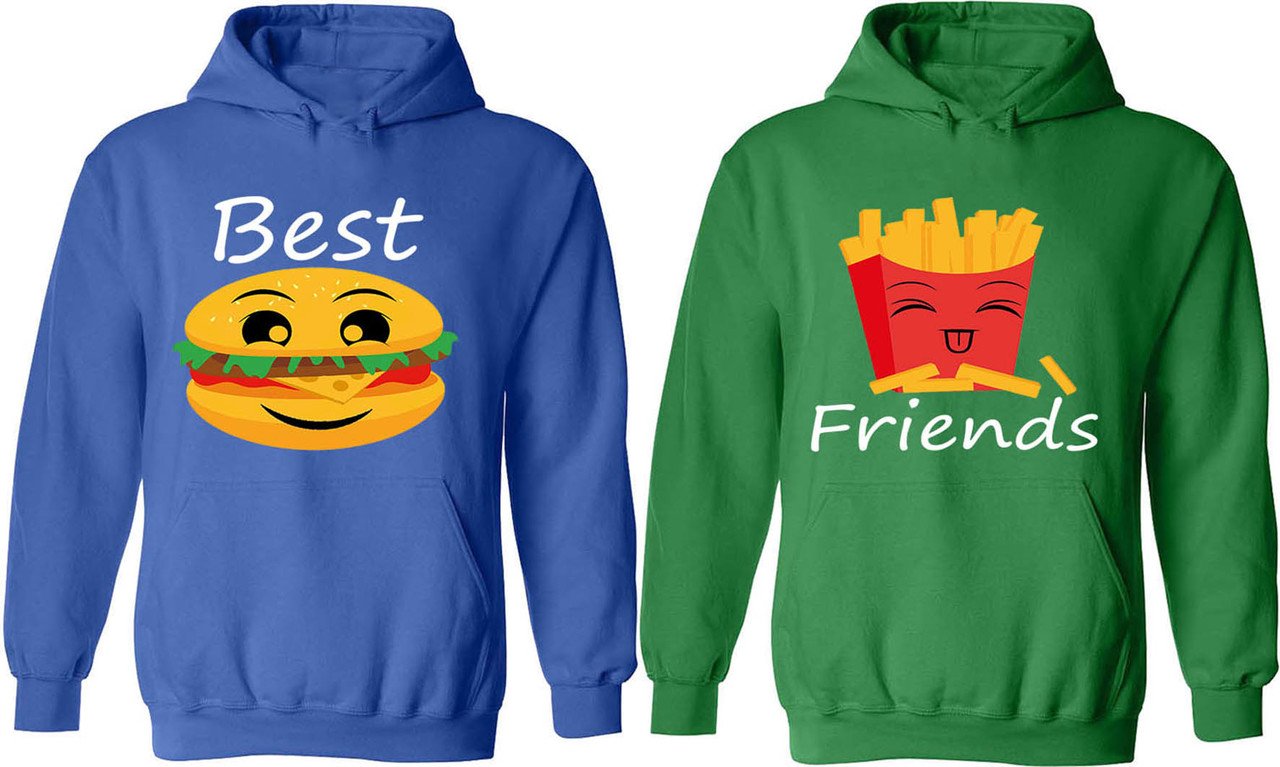 Burger and French Fries Matching Couple Hoodies - Best Friend Forever Sweaters for Casual Outings and Cozy Nights