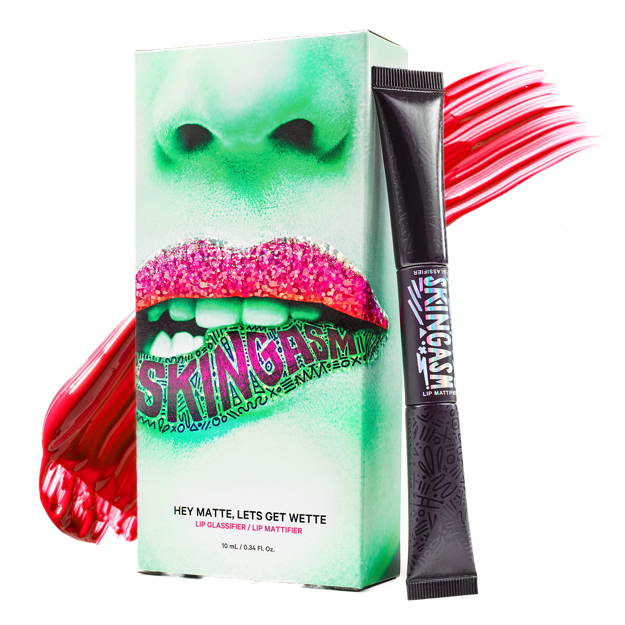 SKINGASM Hey Matte Let's Get Wette Lip Mattifier & Lip Glassifier - 2-in-1 Cruelty-Free Matte Lipstick & Clear Lip Gloss Duo | Bold Matte Finish or Plumping Glossy Look | Perfect for Day to Night Makeup, Parties & Special Occasions