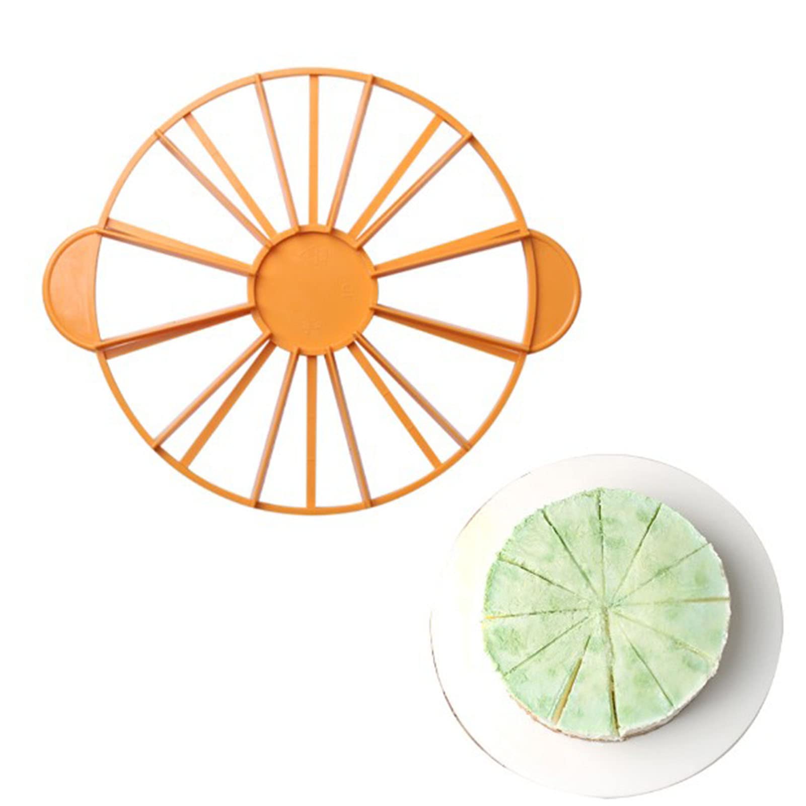 Premium Cake Portion Marker - 10/12 Piece Round Cake Divider Tool, Food Grade Bread Slicer & Cake Slicing Fixator (Yellow, 126g/4.4oz) - Perfect for Birthday Cakes, Wedding Desserts & Baking Measurements