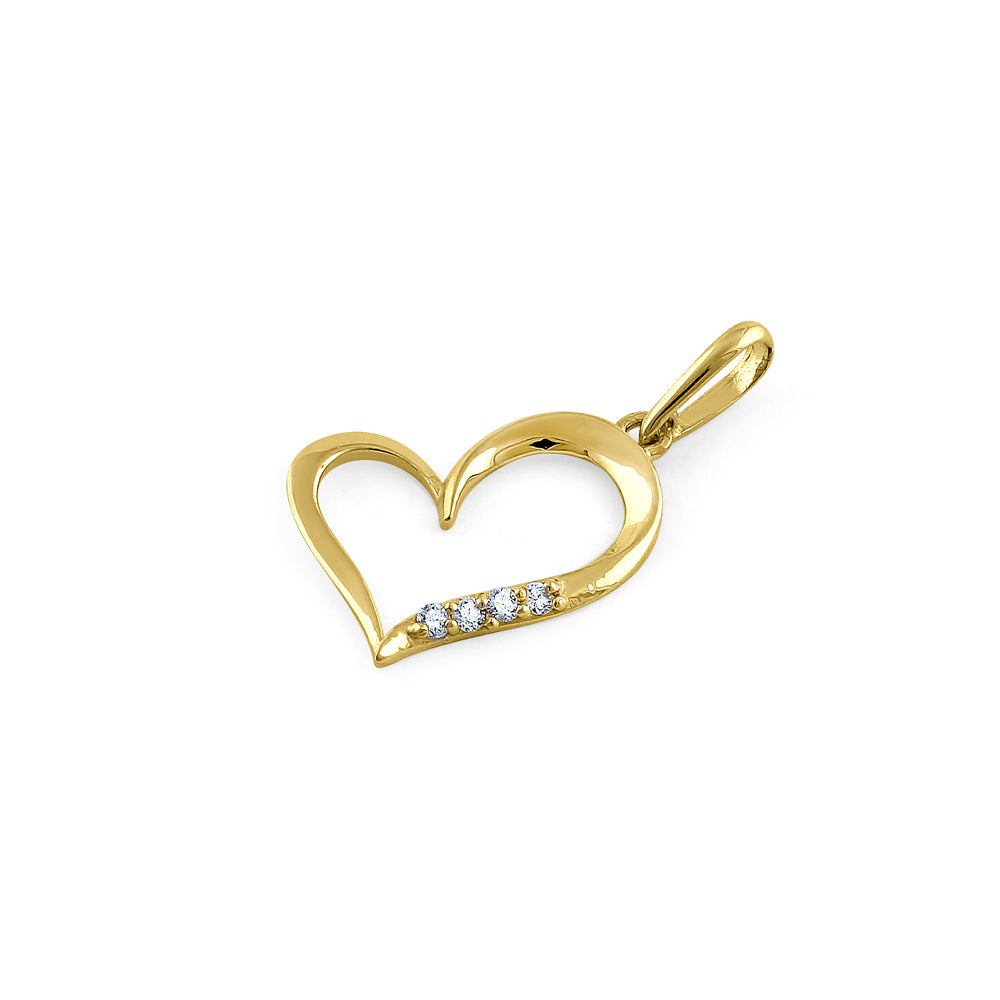 14K Yellow Gold Heart Diamond Pendant Necklace for Women - Dainty Minimalist Jewelry Gift for Her - Perfect for Valentine's Day, Anniversary & Everyday Wear