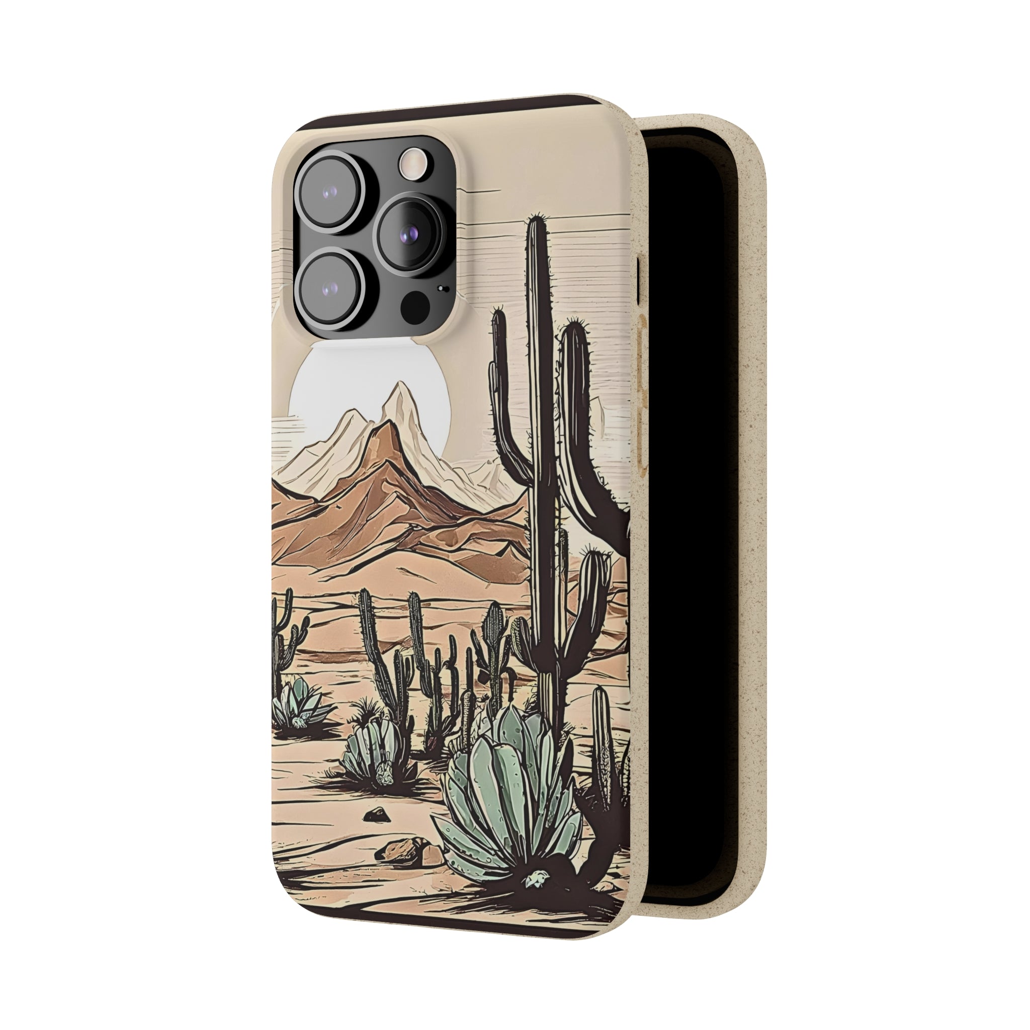 Eco-Friendly Biodegradable Phone Case with Rustic Desert & Cactus Print - Compatible with iPhone & Samsung | Sustainable Joshua Tree Design | Perfect Gift for Nature Lovers & Arizona Travelers