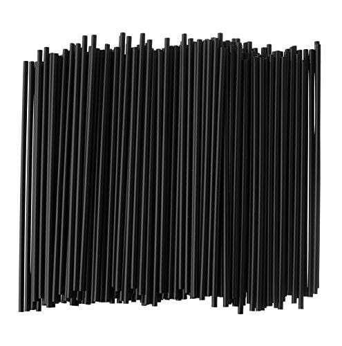Premium Large Plastic Stir Straws - 8 Inch Crystalware Sip Stirrers for Coffee & Cocktails (500/Box, Black) - Perfect for Home Bars, Cafes & Party Drinks