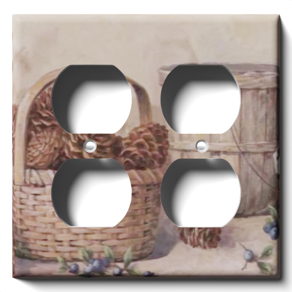 Pine Cone Outlet Cover Plate - Double Duplex Receptacle for Home Decor