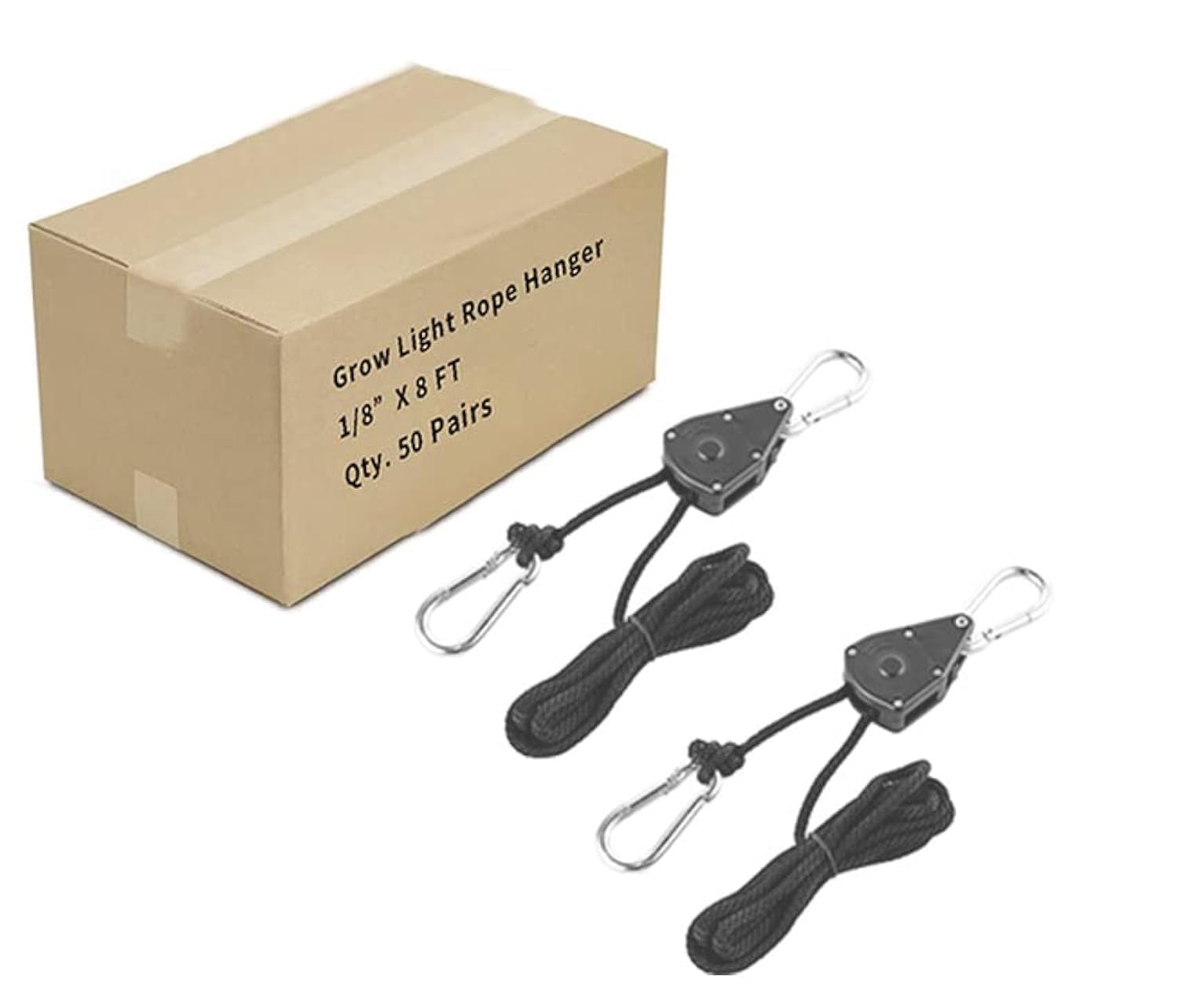 **50 Pairs Heavy Duty Adjustable Grow Light Rope Hangers - 1/8