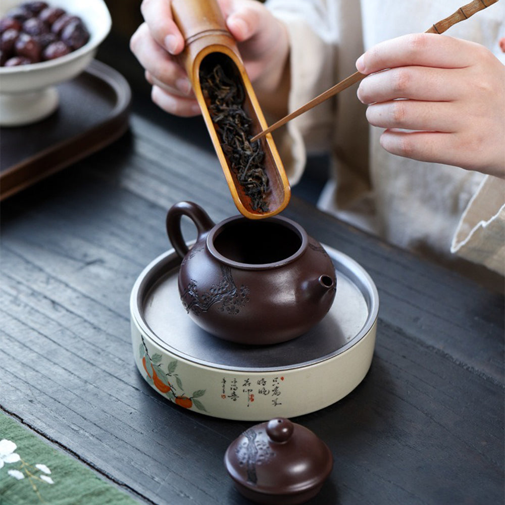 Premium Yixing Purple Clay Teapot with Plum Blossom Design - Handcrafted Chinese Ceramic Teapot for Oolong, Pu-erh & Green Tea Brewing - Perfect for Tea Ceremonies, Gifts & Home Decor