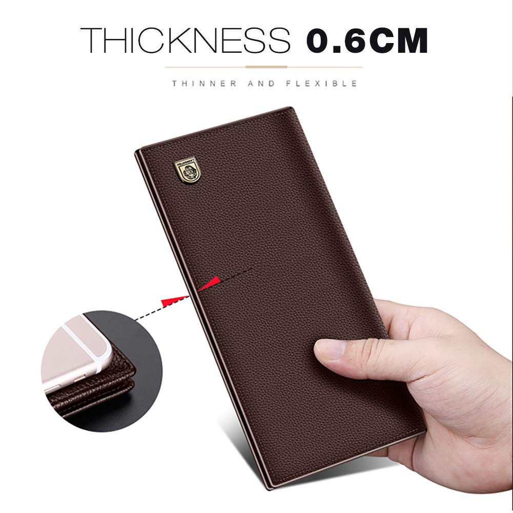 LAORENTOU Genuine Leather Bifold Wallet for Men with Zipper Coin Pocket - Slim RFID Blocking Money Clip Wallet - Perfect for Everyday Carry, Travel & Business (Brown)