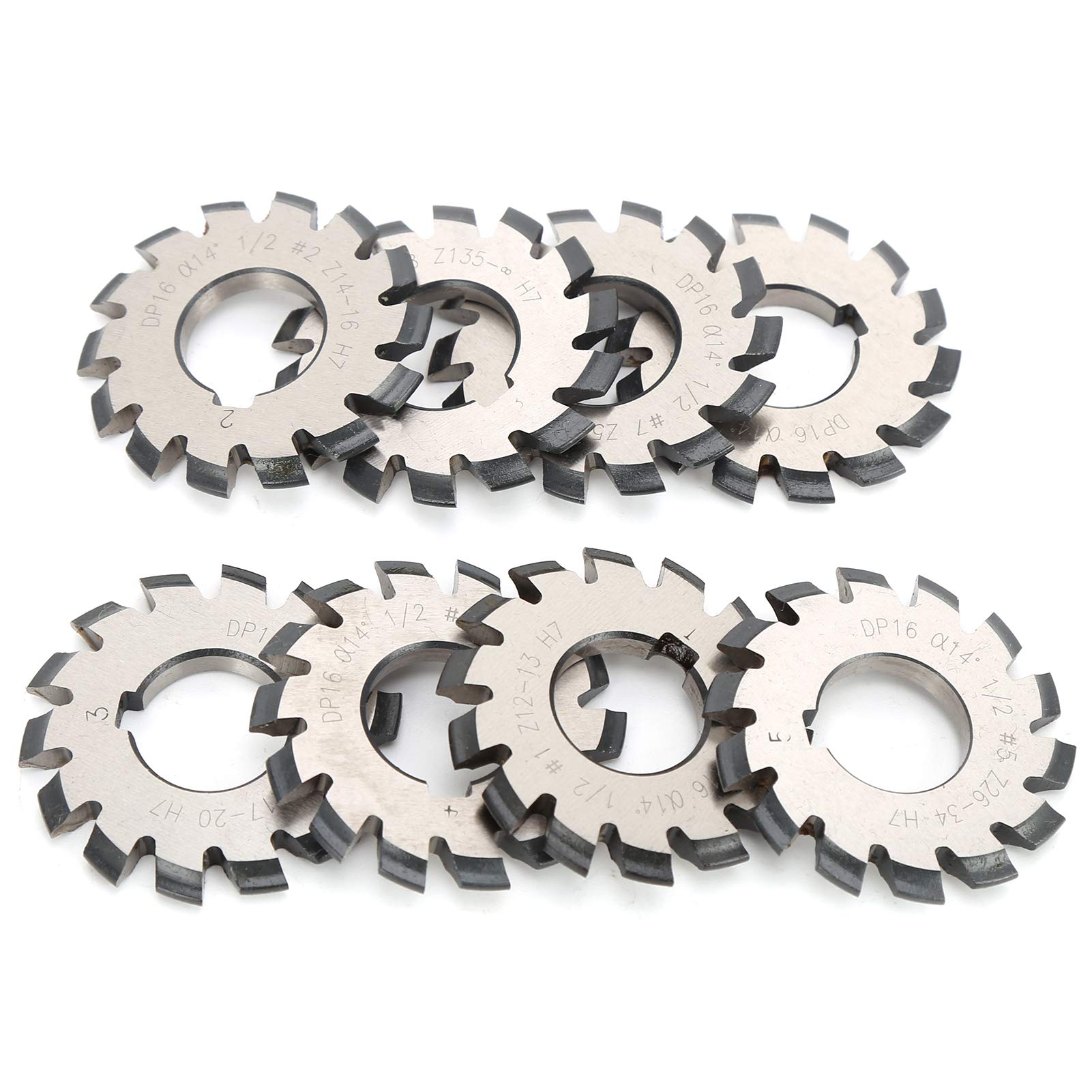 8Pcs High-Speed Steel Involute Gear Milling Cutter Set - 14.5° Pressure Angle, 55mm & 22mm - Precision Cutting Tools for Metalworking & CNC Machining - Perfect for Gear Manufacturing, Automotive Repairs, and Industrial Equipment Maintenance