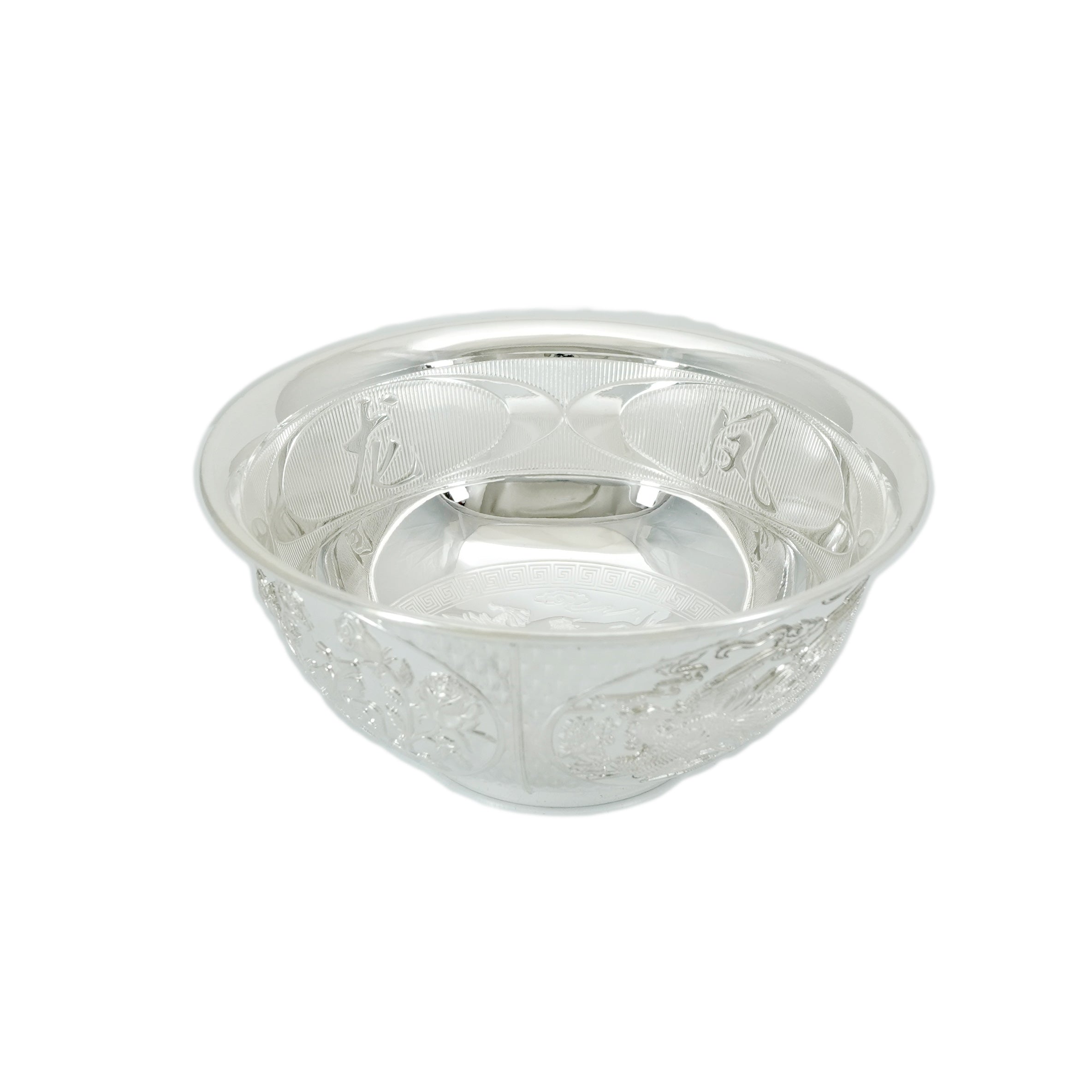 Premium Silver Dragon & Phoenix Bowls Set - Elegant Chinese Wedding Gift, Home Decor, Feng Shui Collection - Perfect for Wedding Favors, Housewarming, and Asian-Themed Parties