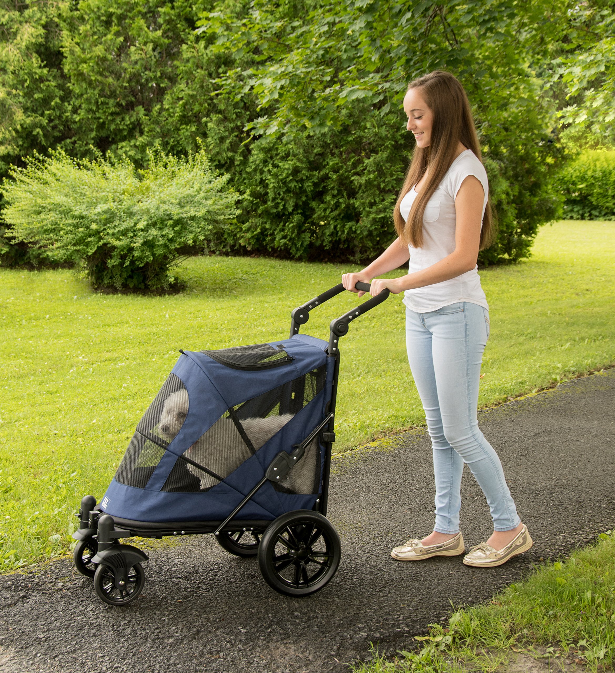 Pet Gear NO-Zip Pet Stroller with Dual Entry - Zipperless Design for Easy In/Out Access for Dogs & Cats - No Lifting Required - Gel-Filled Tires - 2 Sizes & 6 Colors - Perfect for Walks, Vet Visits & Shopping Trips