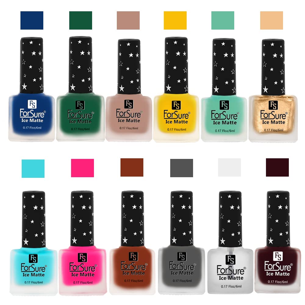 ForSure® Ice Matte Nail Polish Set - 12 Piece Multicolor Nail Paint Kit with Long Lasting Finish (FSMNP_04) | Perfect for Salon, Home Manicures, Parties & Gift Giving