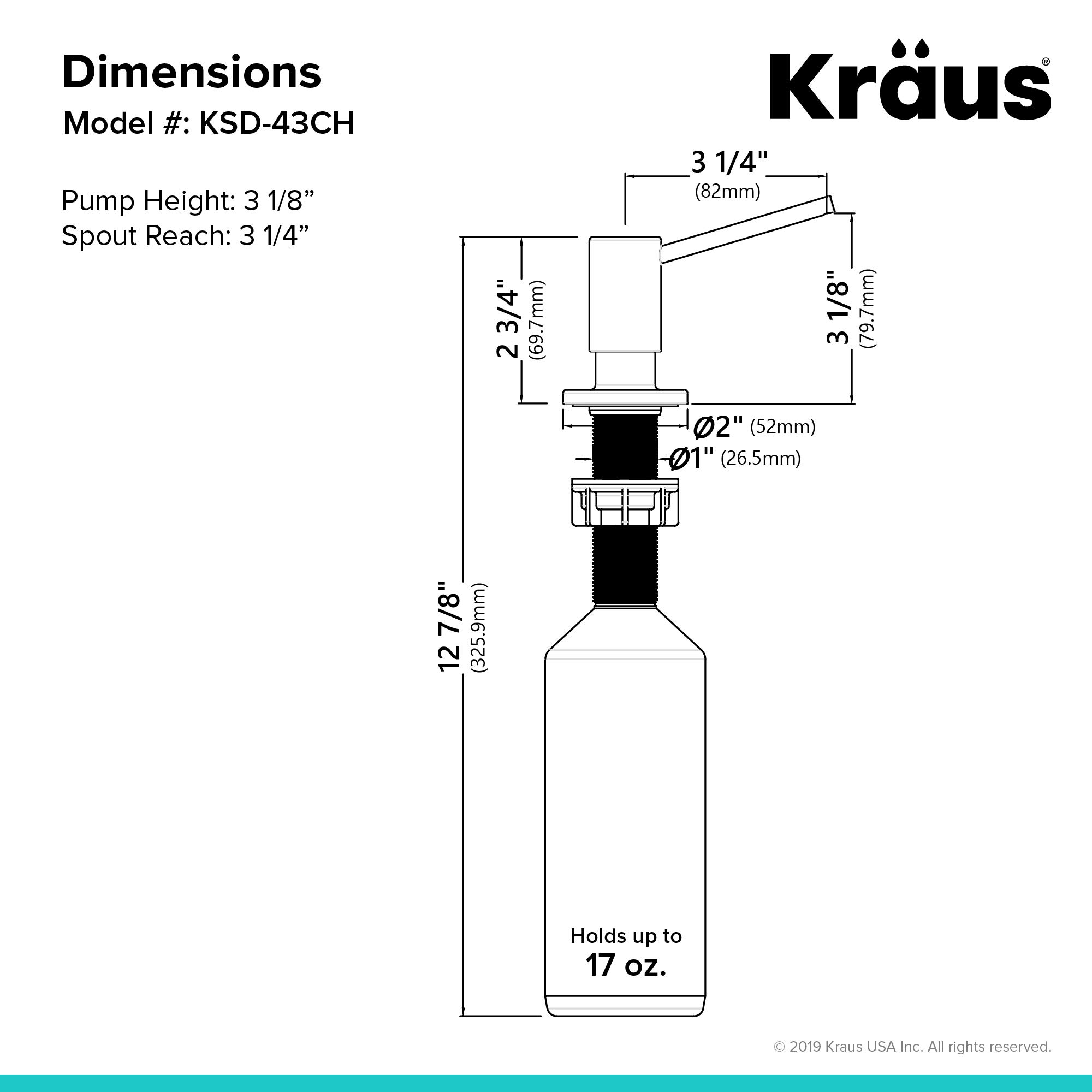 KRAUS Chrome Kitchen Soap Dispenser and Lotion Dispenser Set - Modern Touchless Liquid Soap Pump for Bathroom & Kitchen Countertop, KSD-43CH | Perfect for Home, Office, and Restaurant Use