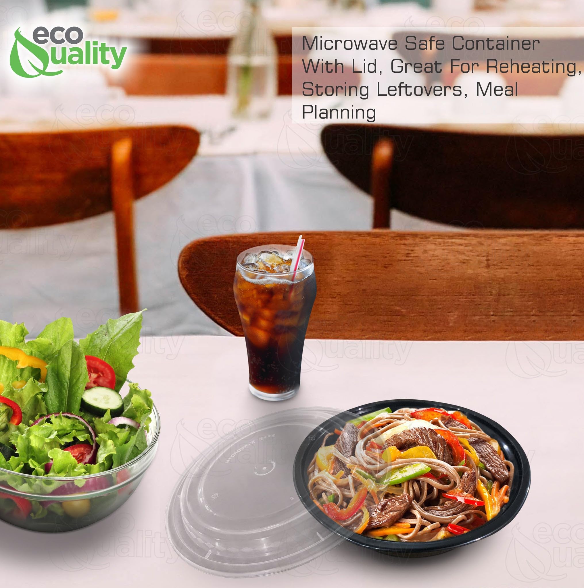 24 oz BPA-Free Plastic Meal Prep Containers with Lids - Round Microwave & Dishwasher Safe Food Storage Containers - Stackable, Reusable, Freezer Safe for Meal Prepping, Leftovers, Office Lunch & Picnics (Black, 600-Pack)