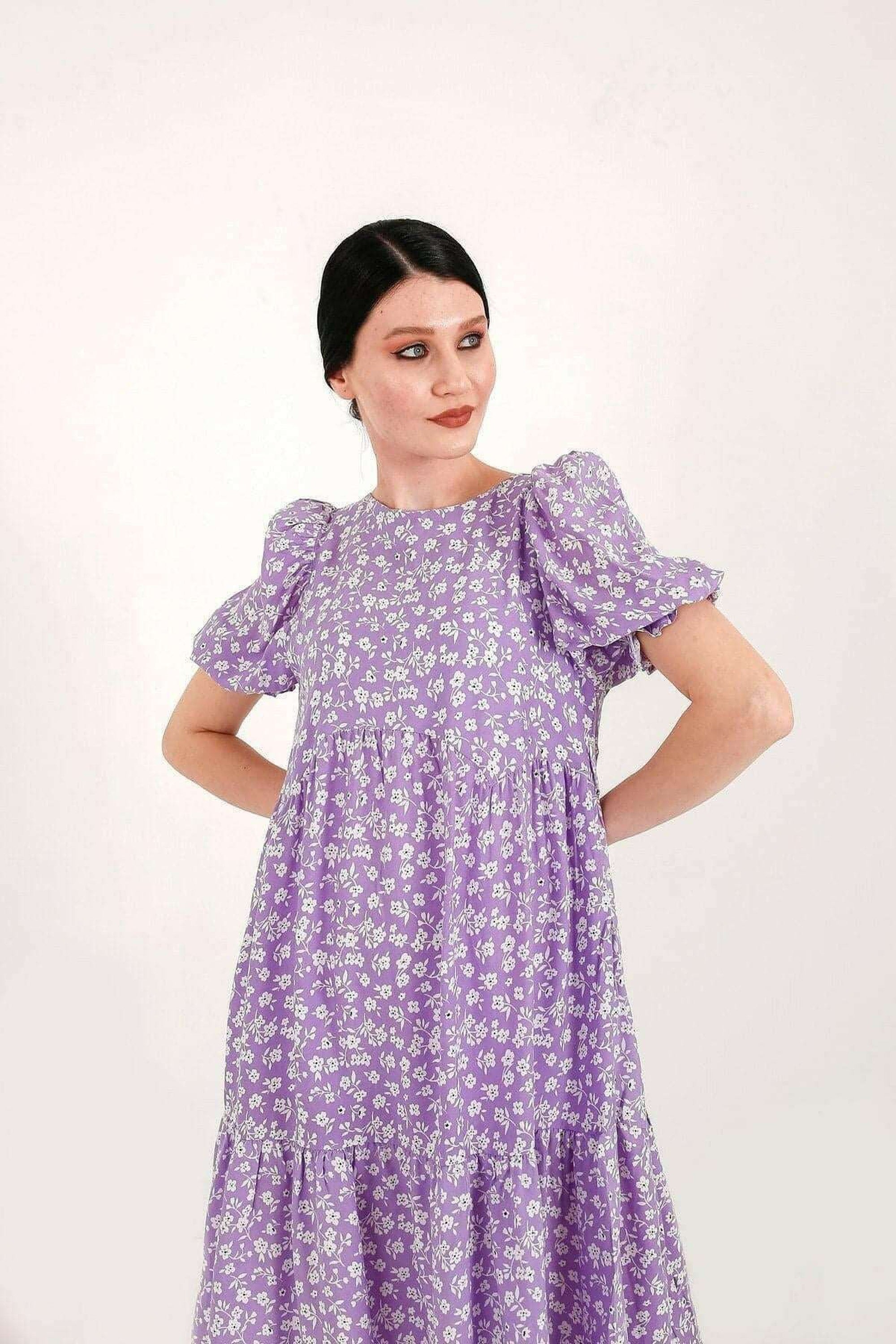 Louisa Shirred Tier Midi Dress for Women - Flowy Summer Dress with Ruffles, Boho Chic Style | Perfect for Beach Vacations, Date Nights & Outdoor Parties