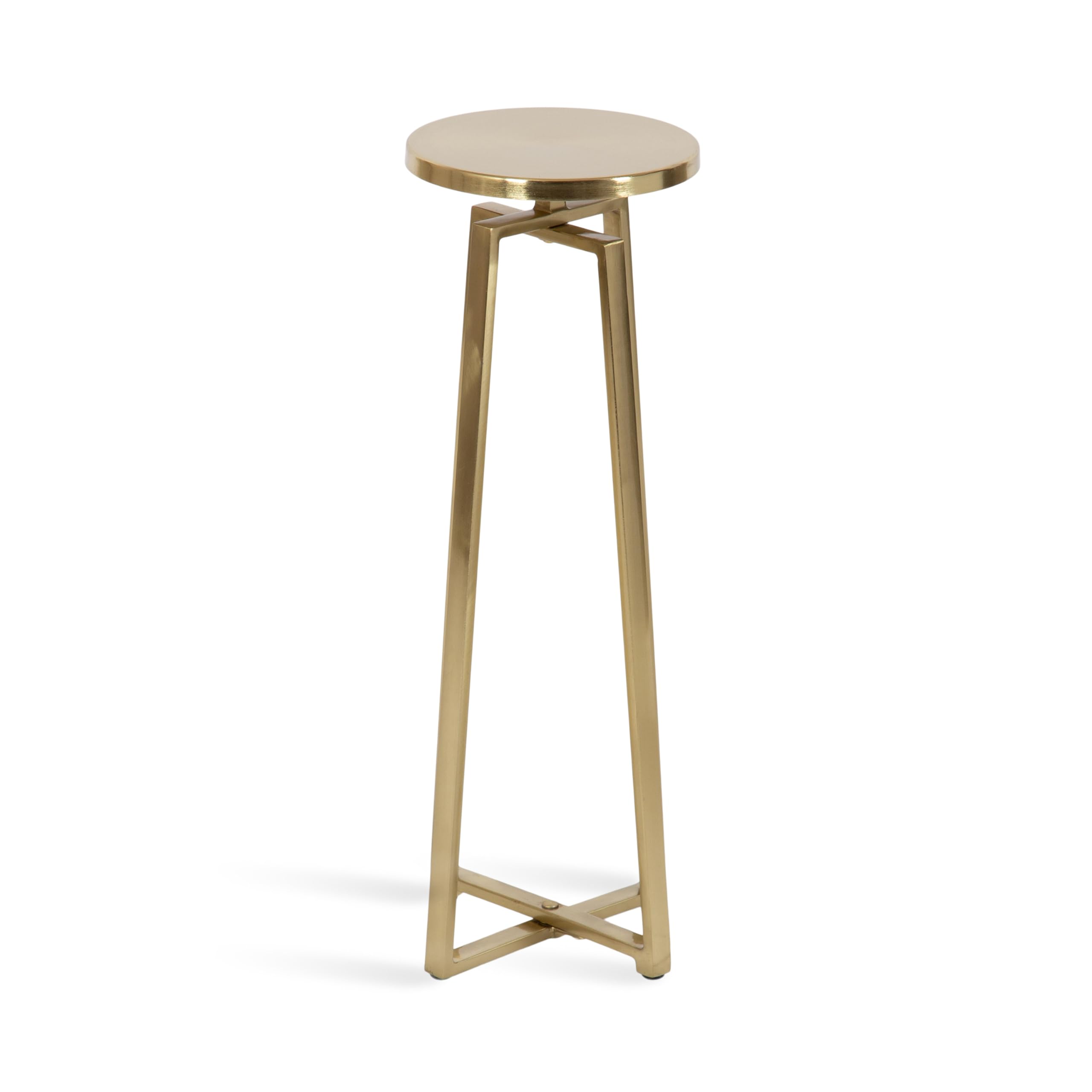 Kate and Laurel Zia Mid-Century Modern Metal Round Drink Table - 9 x 9 x 23 Inches, Gold Accent Pedestal Side Table for Living Room, Bedroom, or Patio - Perfect for Display, Storage, and Holding Drinks or Decor