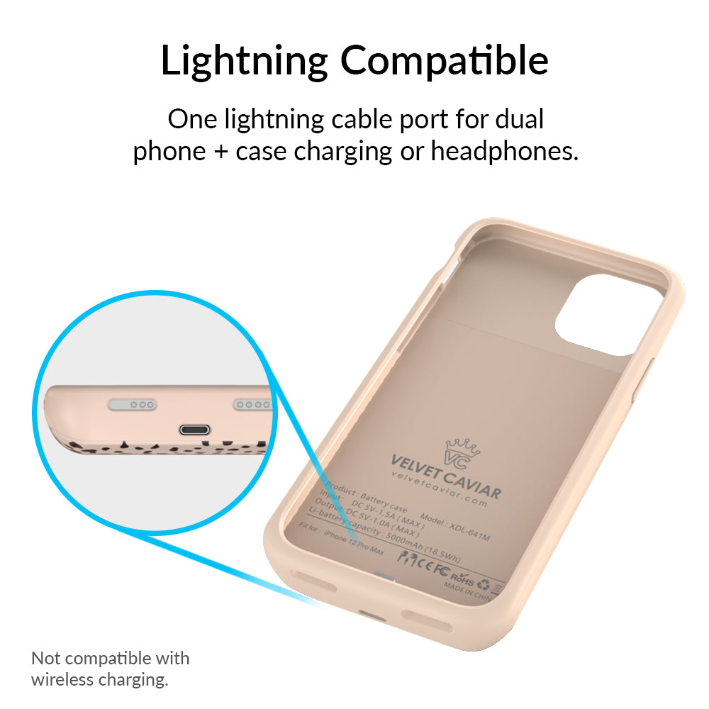 Spotted Cheetah Print iPhone Charging Case - Slim Portable Battery Charger for iPhone 12/13/14 Pro Max - Perfect for Travel, Work & Outdoor Adventures