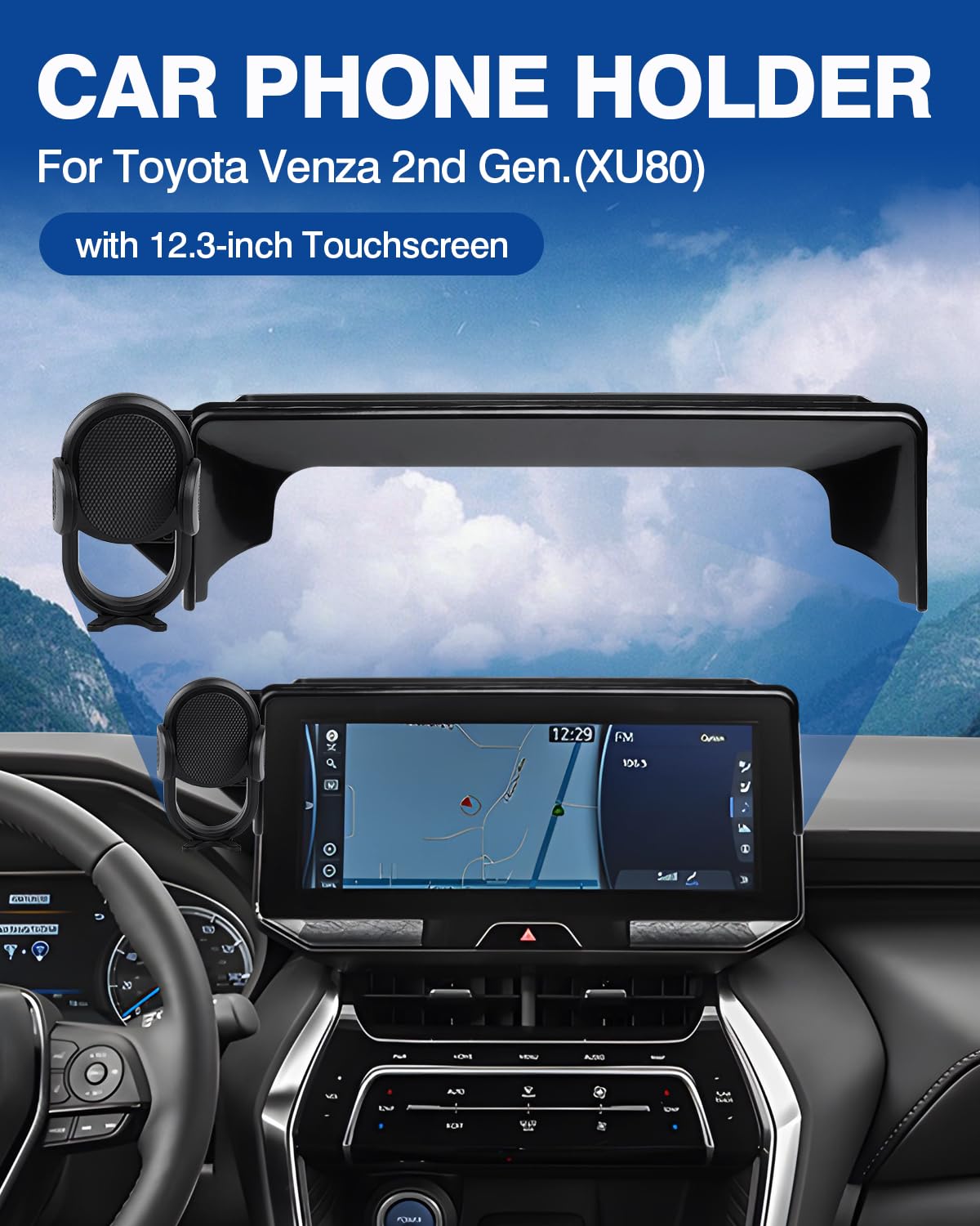 360° Rotating Car Phone Mount Holder for Toyota Venza 2021-2024 | 12.3