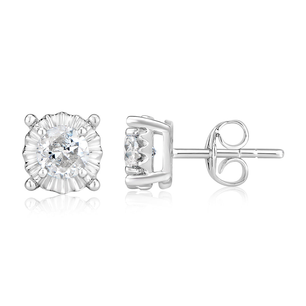 9ct White Gold 3/4 Carat Diamond Solitaire Stud Earrings with Disc Setting - Perfect for Weddings, Anniversaries & Special Occasions