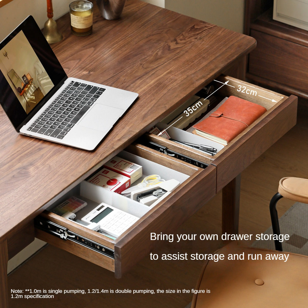 Premium Black Walnut Solid Wood Desk with 3 Drawers - Modern Home Office Furniture for Work & Study - Ergonomic Writing Desk for Professionals & Students