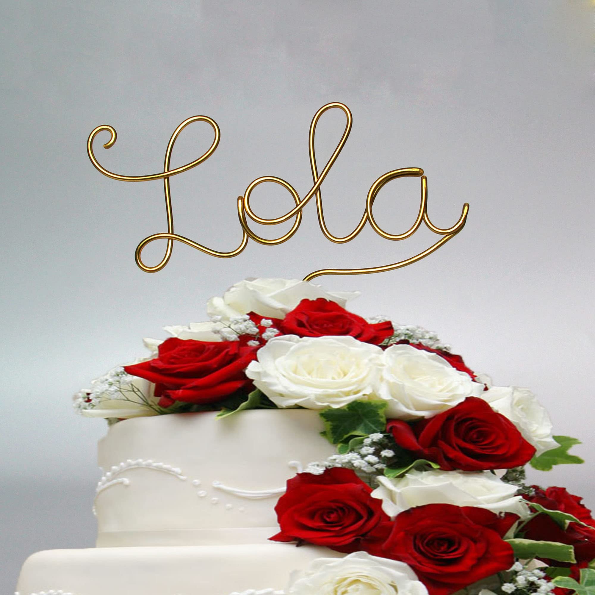 Custom Personalized Name Cake Topper - Birthday, Wedding, Baby Shower Decorations - Elegant Wire Cake Topper for Special Occasions - Perfect for Anniversary, Graduation & Celebration Cakes