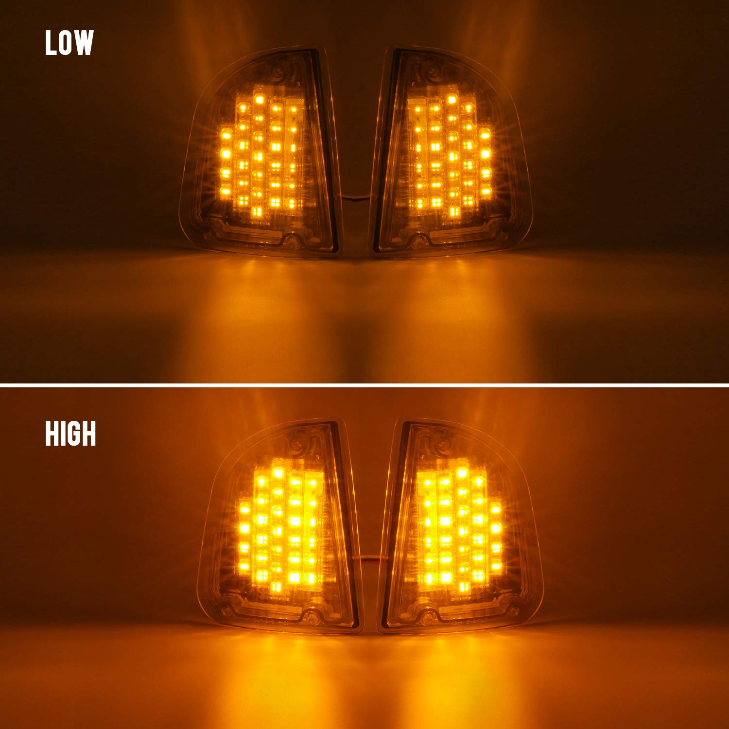 Partsam 29 Amber LED Front Light Assembly for Kenworth T600 T660 K300 T300 T330 - Replacement Turn Signal & Parking Lights with 1157 Plug (LH & RH) - Durable Clear Lens for Enhanced Visibility in Trucking & Heavy-Duty Applications