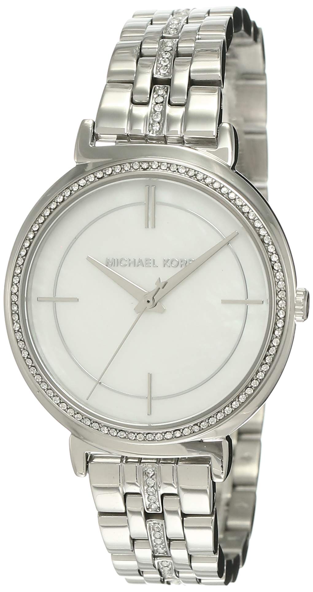 Michael Kors Women's Cinthia Stainless Steel Quartz Watch with Leather Strap - Elegant Dress Watch for Work, Party & Everyday Wear