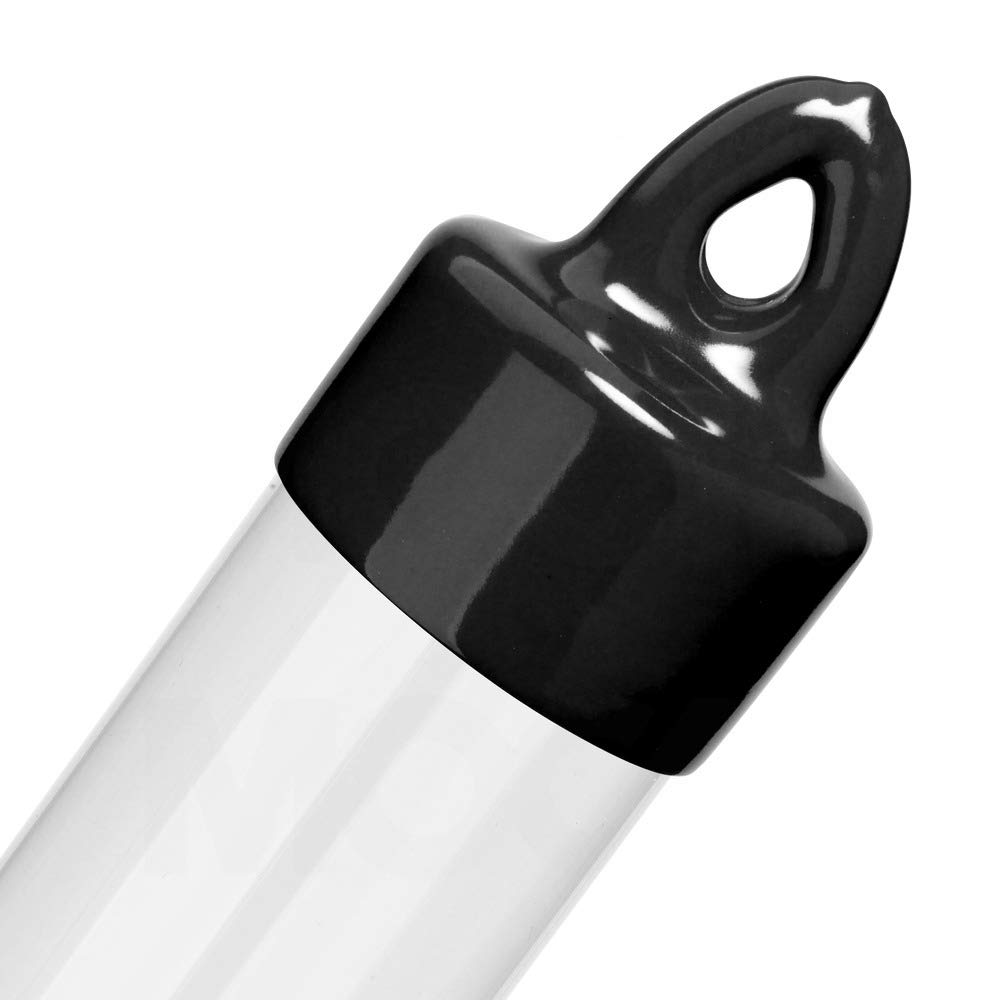 ClearPETG 1.75in Sealed Bottom Round Containers - 5.5in Length - Pack of 50 (SBT00226) with Black Plastic Caps - 1.75in Height x 0.75in Length - Pack of 50 (VHCC9398-5) - Perfect for Food Storage, Lab Samples & Craft Organization