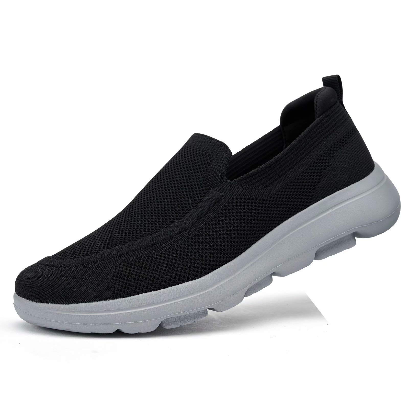 Konhill Men's Slip-On Walking Shoes - Breathable Mesh Loafers for Casual Wear & Tennis Sneakers | Perfect for Daily Walking, Travel & Light Sports Activities