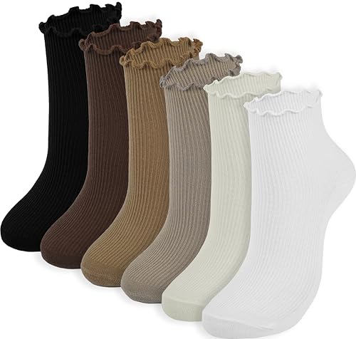 Black Coffee Cream Khaki Brown White - 6 Pairs