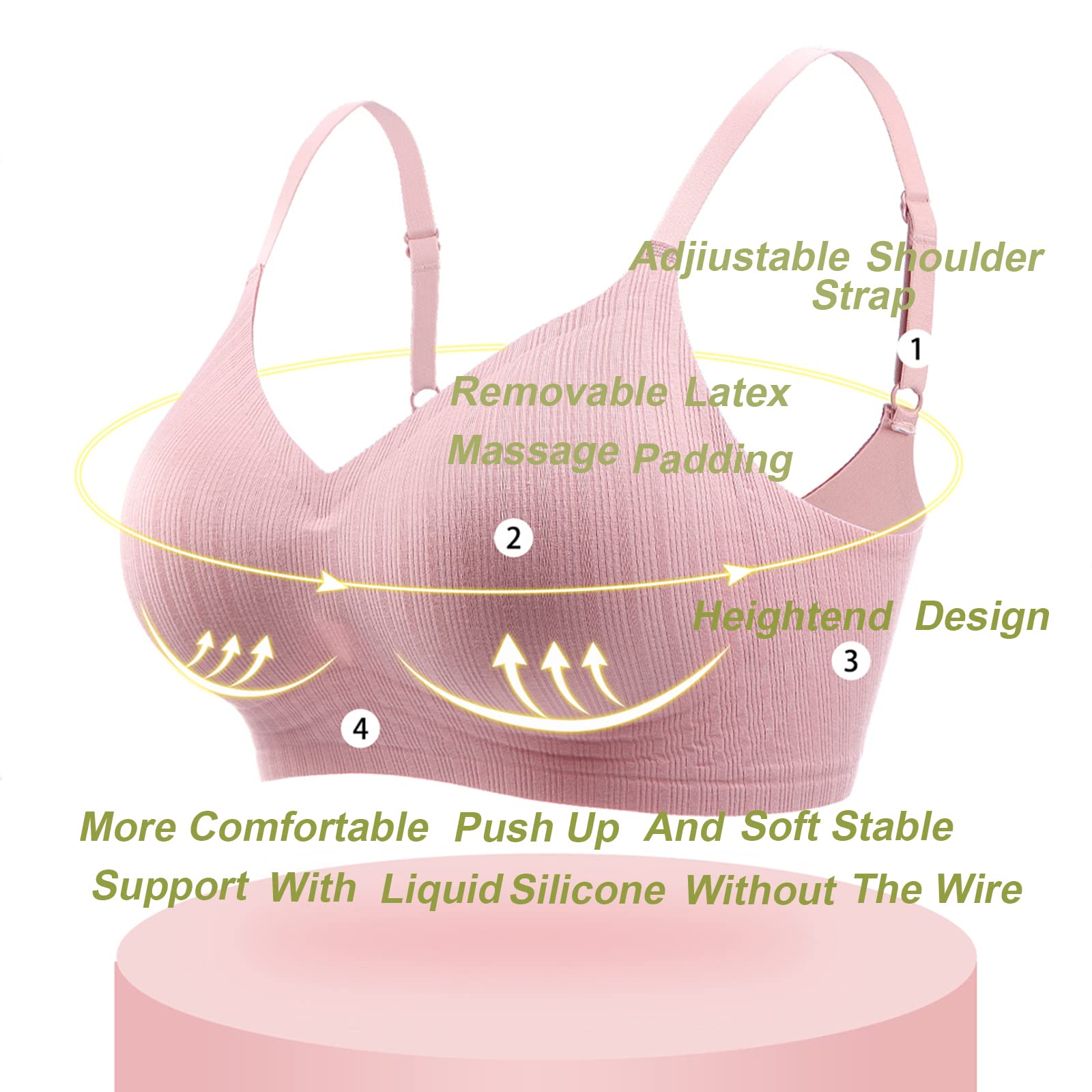 Wireless Push Up Bra for Women - Silicone Soft Support Seamless Comfortable Wire Free Bralette - Small to Plus Size - Perfect for Everyday Wear, Date Nights & Special Occasions