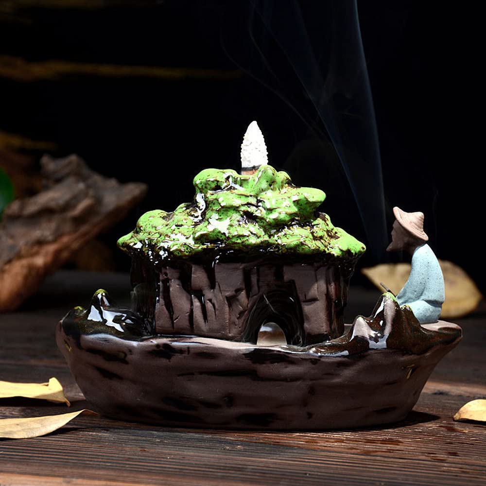 Chinese Ceramic Landscape Incense Burner - Elegant Handcrafted Censer for Aromatherapy, Meditation & Home Decor | Perfect for Yoga, Zen Spaces & Gift Giving