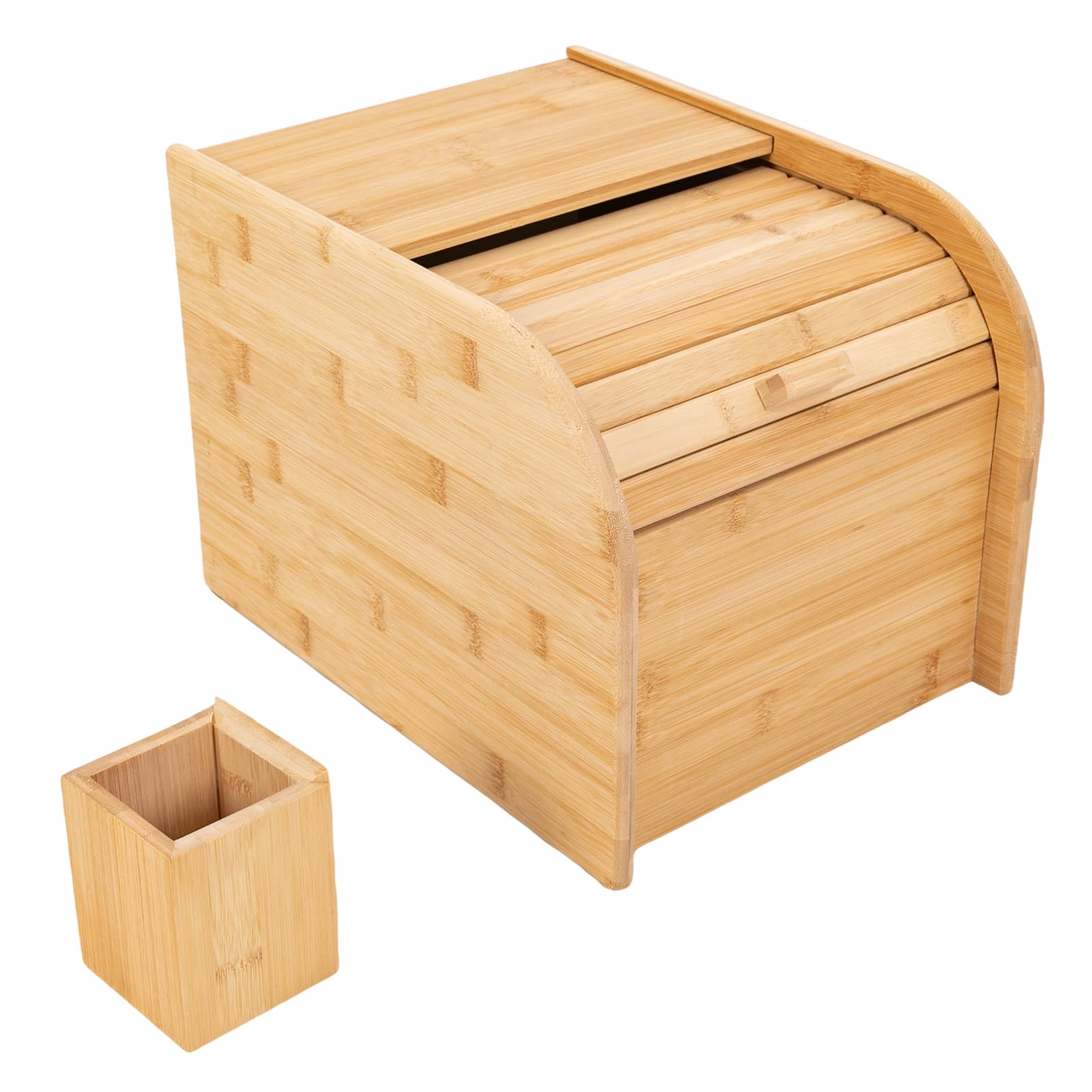 22Lbs Bamboo Rice Storage Container with Measuring Cup & Sliding Lid - Airtight Wooden Grain Storage Box for Rice, Cereal, Soybean, Corn - Perfect for Kitchen Pantry Organization & Bulk Food Storage