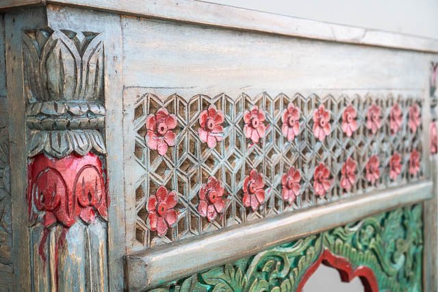 Hand Carved Wooden Indian Console Table - Solid Wood Entryway Table for Hallway, Living Room & Foyer Decor | Traditional Handcrafted Furniture for Home & Office