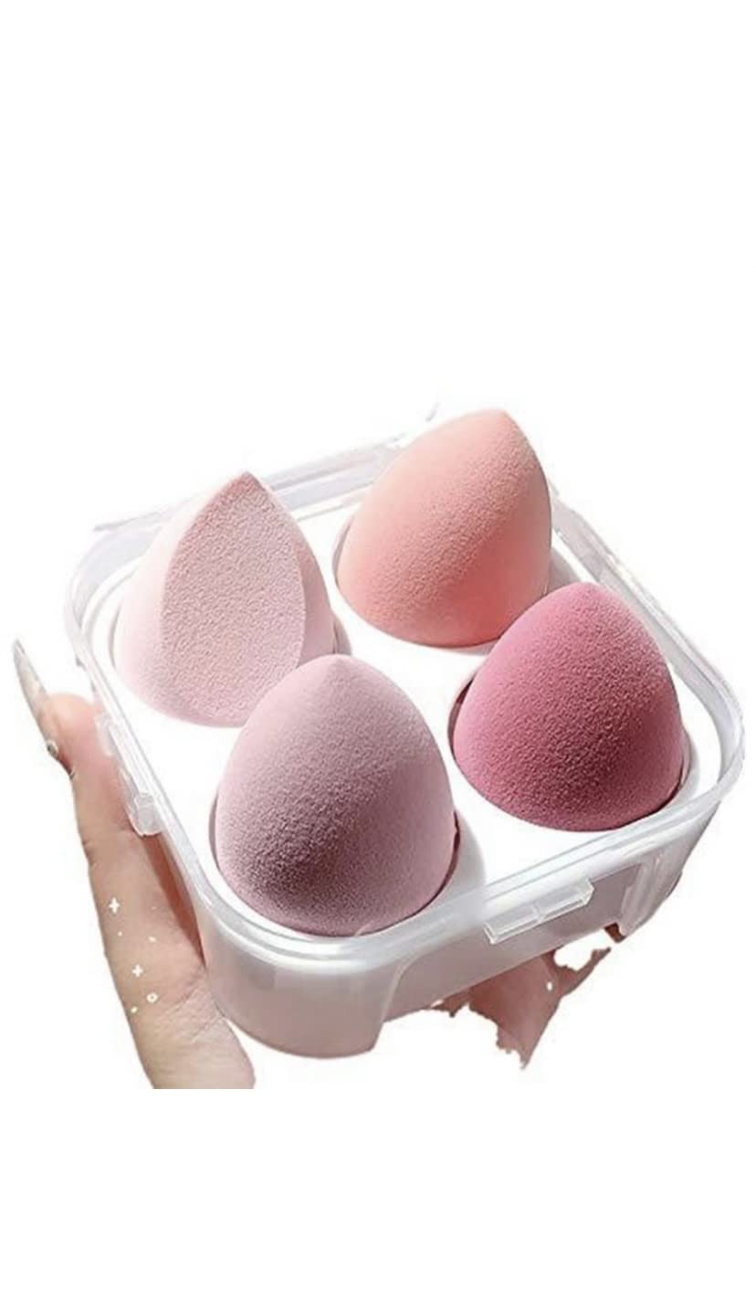 Feelhigh Cosmetics Makeup Blender Sponge Set - 4 Pack with Storage Box for Flawless Foundation & Concealer Application - Perfect for Travel & Everyday Makeup