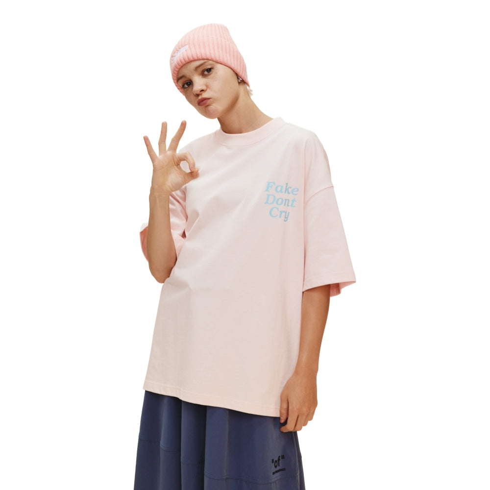 Ori Frederiqo Girls Don't Cry Short Sleeve T-Shirt - Pink Cotton Graphic Tee for Women | Streetwear Fashion, Casual Outfit, Summer Style