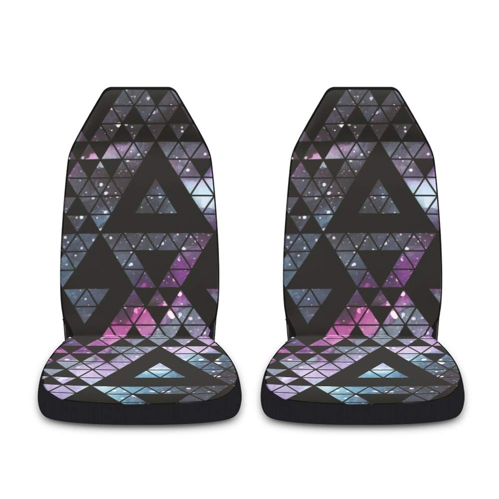 **Galaxy Triangle Geometric Car Seat Covers - Front Set of 2, Universal Fit for Most Cars, Trucks, SUVs & Vans - Waterproof & Non-Slip Vehicle Seat Protector with Pet Mat - Perfect for Road Trips & Daily Commutes**