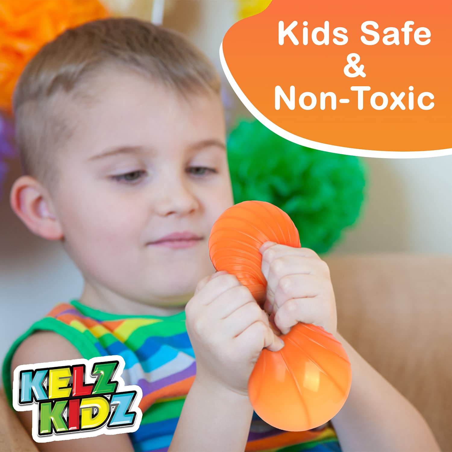 KELZ KIDZ® TEXTURODOS® Giant Textured Squishy Stress Ball - Sensory Fidget Toy for Kids & Adults with Anxiety Relief, Therapy Needs - Perfect Gift for Squishy Lovers (Great for Home, Office & Classroom Use)