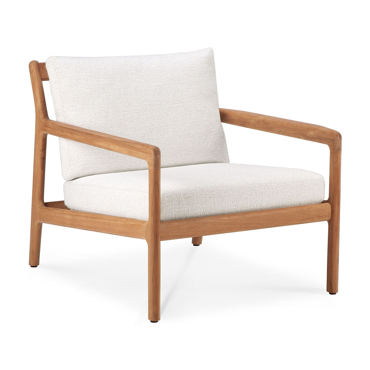 Premium Teak Outdoor Fabric Lounge Chair - Waterproof & UV Resistant - Off White Patio Furniture for Backyard, Poolside & Garden Relaxation