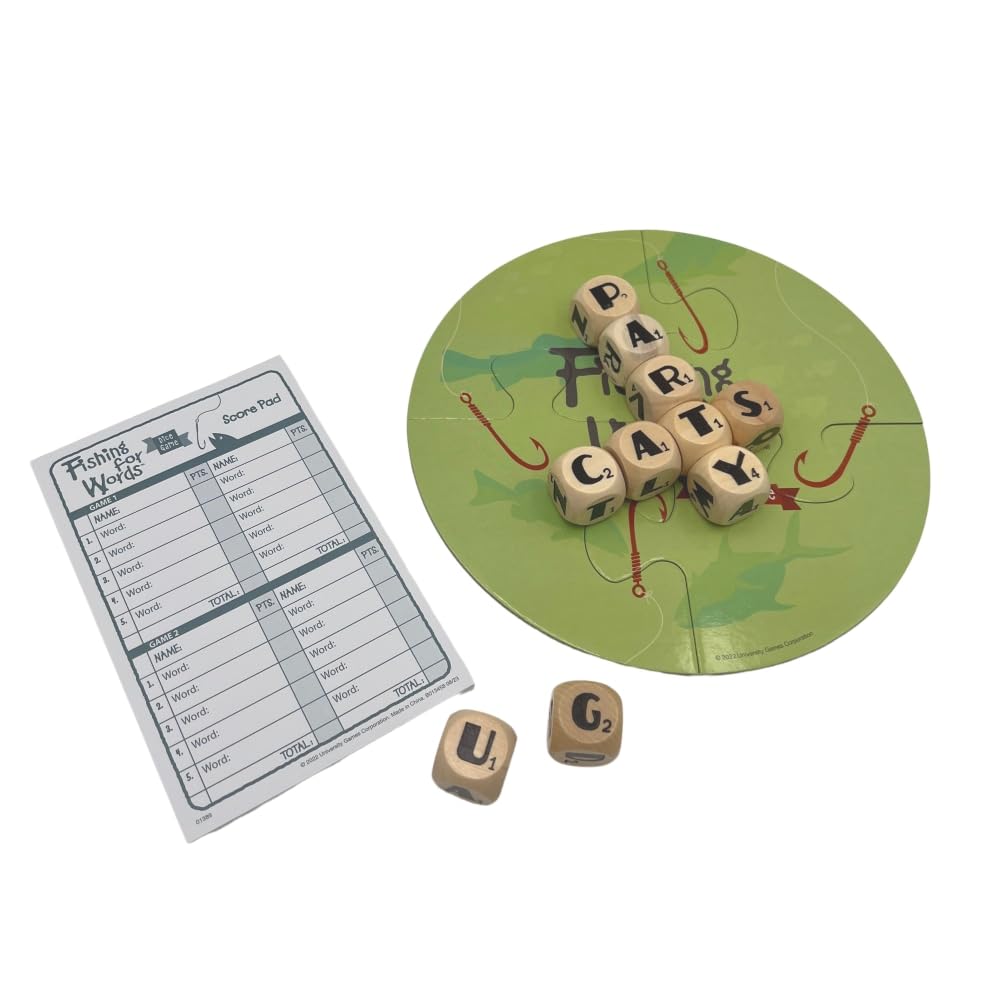 Fishing for Words Dice Game - Fun Family & Travel Word Game for 2-4 Players Ages 8+ - Perfect for Road Trips, Parties & Game Nights