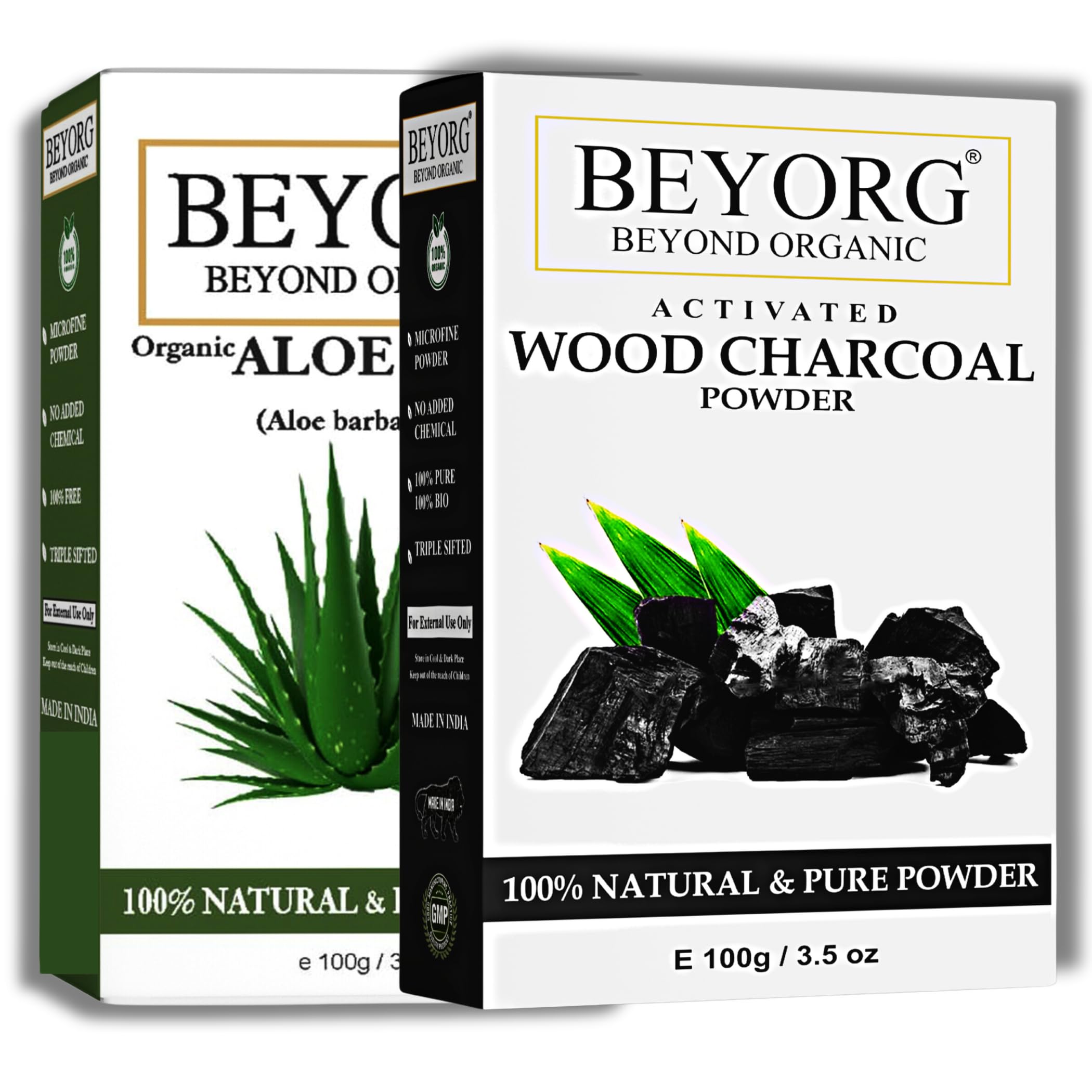 Organic Aloe Vera Powder & Activated Charcoal Powder for Acne Treatment - Anti-Aging, Blackhead Removal & Deep Skin Cleansing | Natural Skincare for Face & Body Care