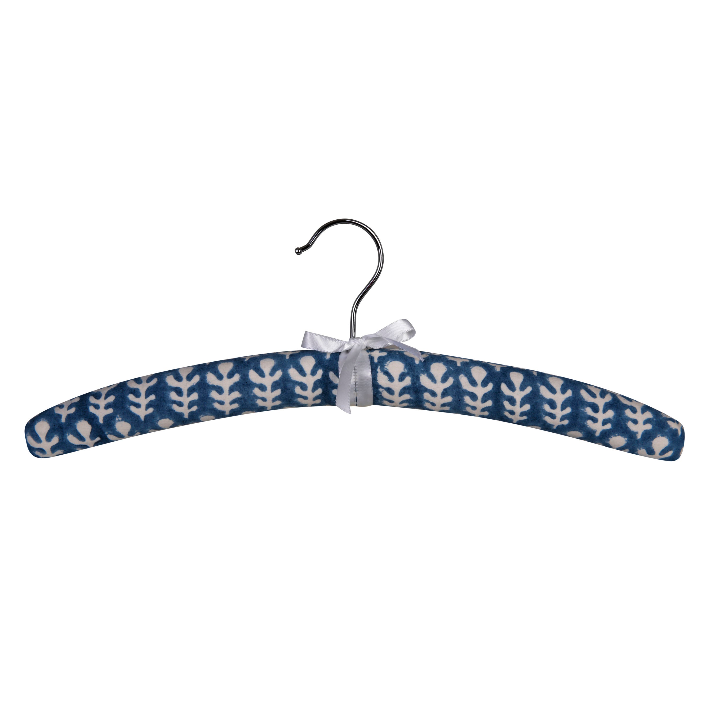 Premium Padded Coat Hangers - Blue Bagru Velvet Non-Slip Clothes Hangers for Delicate Garments | Perfect for Closet Organization, Suits, Dresses & Coats Storage