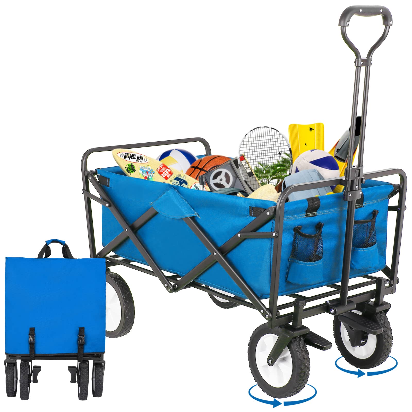 **Arlopu Collapsible Folding Wagon Cart - Heavy-Duty 7.8