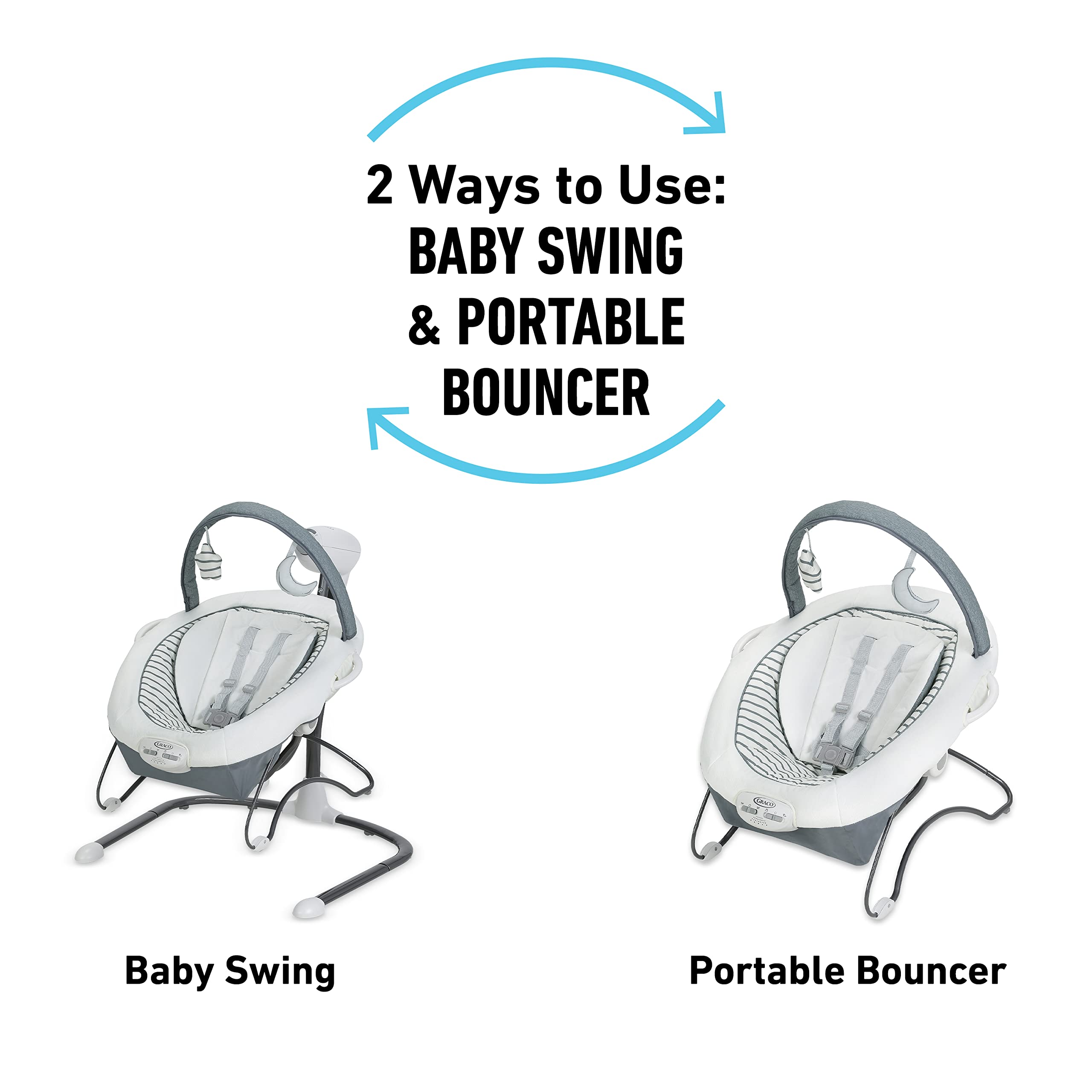 Graco Soothe 'n Sway LX Baby Swing with Portable Bouncer Seat - Gentle Infant Rocker for Newborns & Toddlers - Perfect for Nursery, Living Room & Travel Use