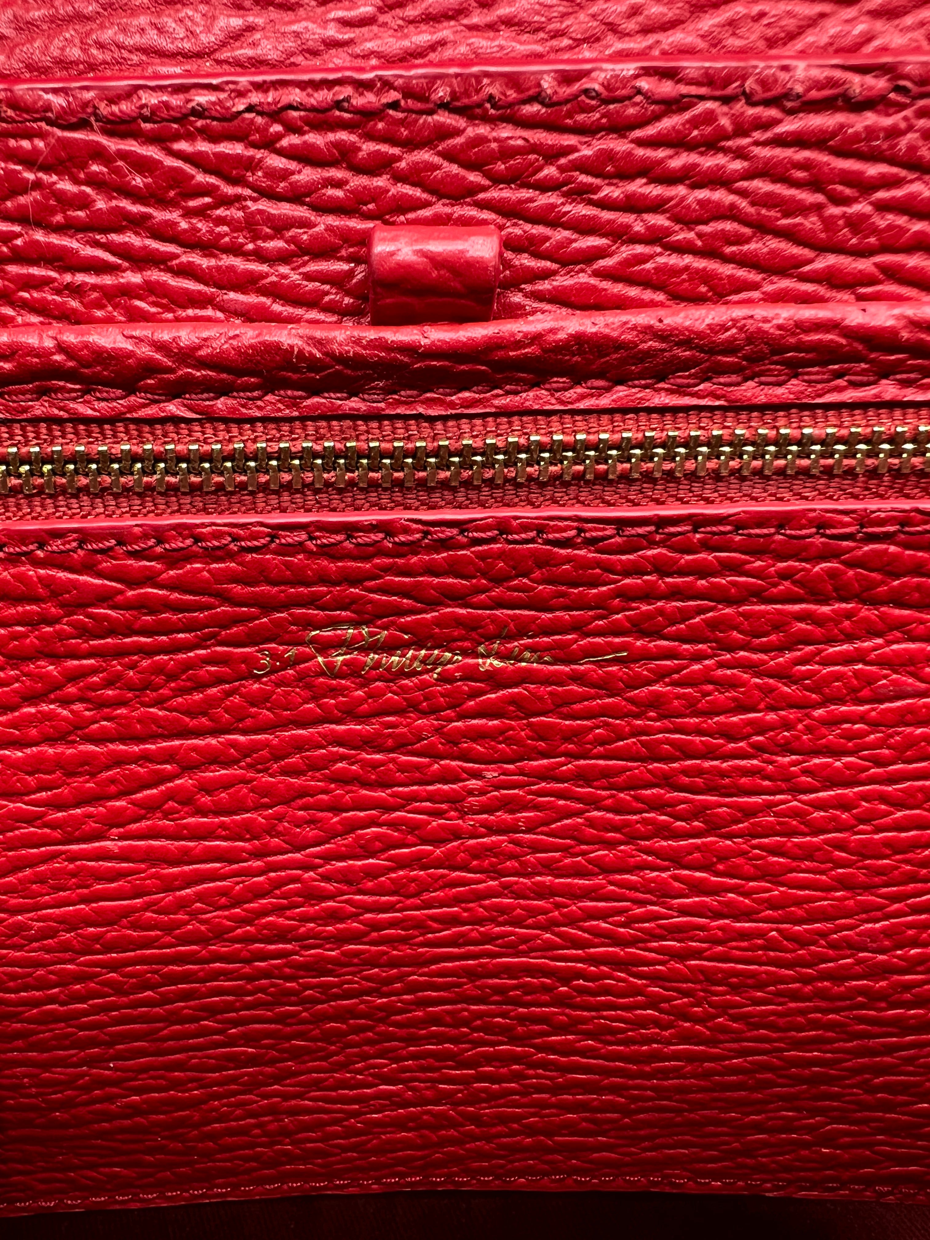 Phillip Lim Red Leather Mini Pashli Shoulder Bag for Women - Stylish Crossbody Purse for Date Night, Work & Travel | Fashionable Handbag with Adjustable Strap