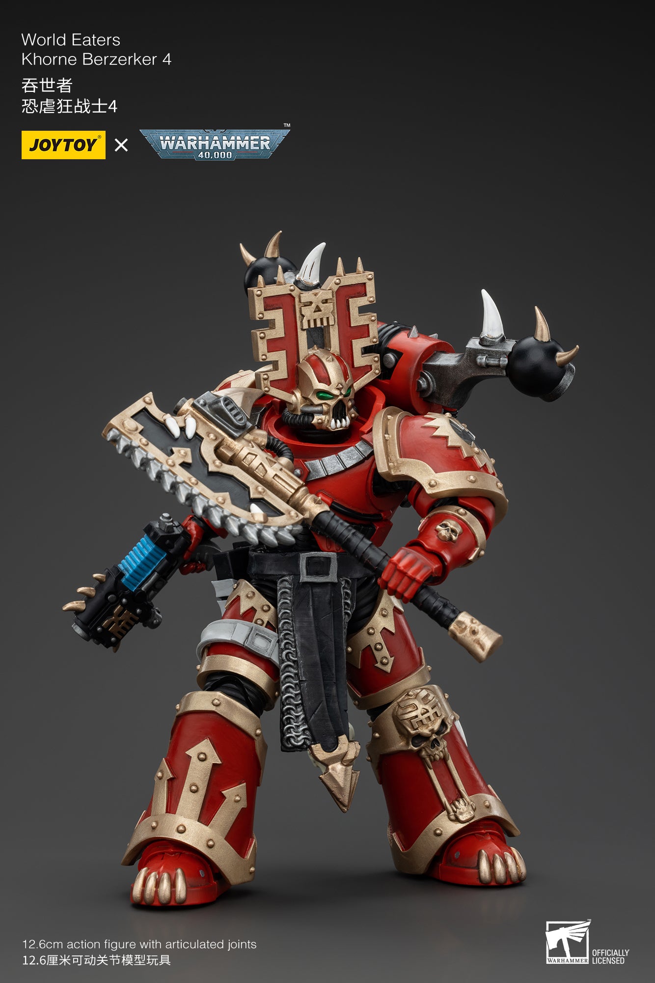JOYTOY 1/18 Scale Warhammer 40K World Eaters Khorne Berzerker Action Figure - Collectible Miniature for Tabletop Gaming & Display
