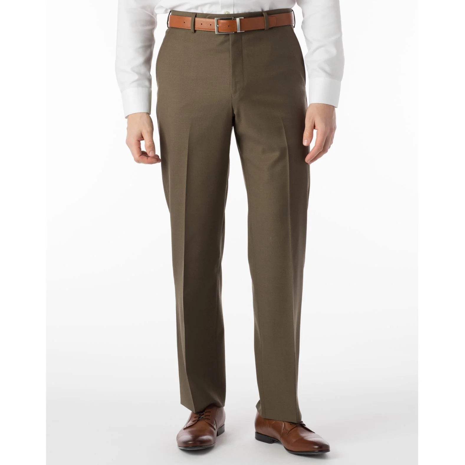 Allen Oniel Olive Harness Dress Pants for Men - Comfortable Slim Fit Formal Trousers for Office, Business, Wedding & Special Occasions